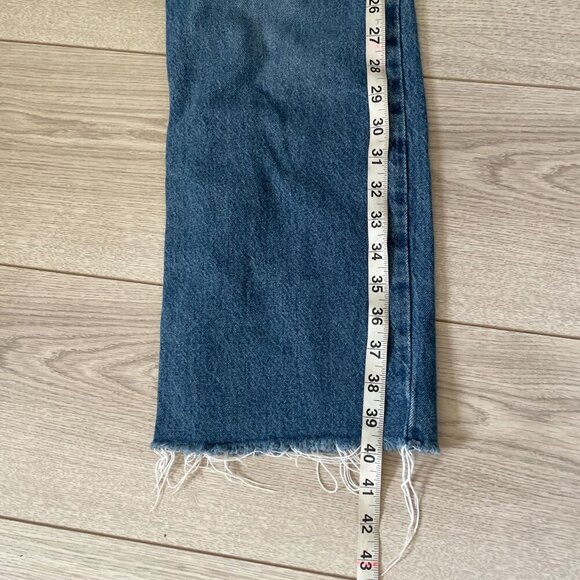 &Denim Raw Hem Ultra High Waist Wide Leg Jeans Womens Size 4 Blue Casual College - Picture 8 of 12